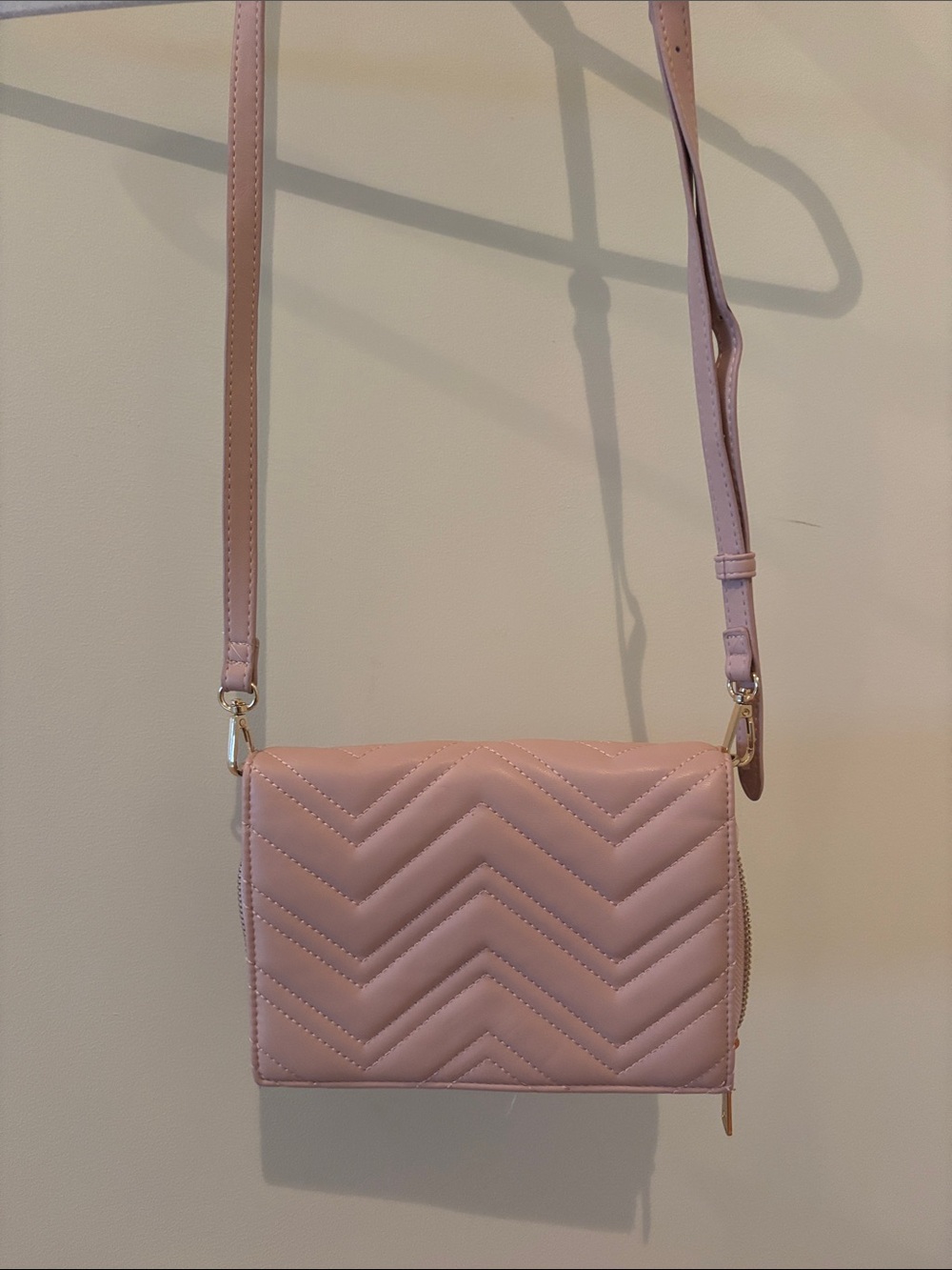 T.J.Maxx Pink Quilted Chevron Crossbody Bag